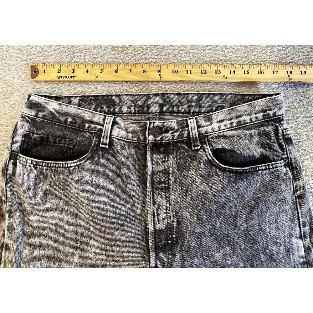 VTG ‘86 USA Levi's 501 Men's Jeans 38x32 Button Fly Black Gray Acid Wash Denim